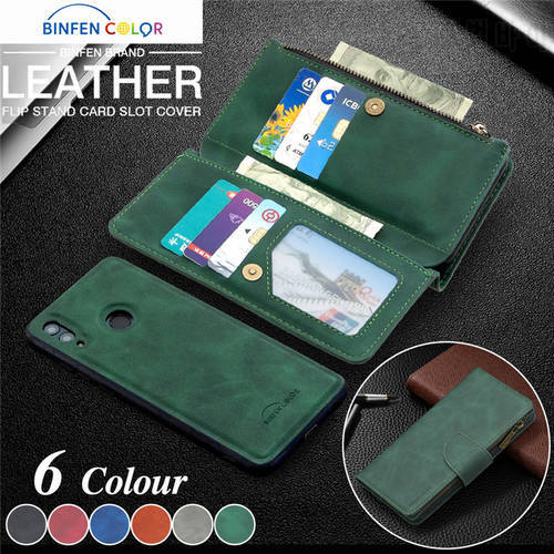 Magnetic Leather Wallet Case For Huawei P Smart 2020 Zipper Purse Card Cover For Huawei Y5 Y6 Y7 Y9 Prime 2019 Phone Cases Coque