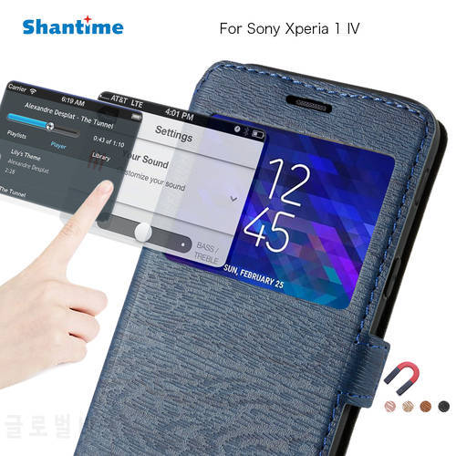 PU Leather Phone Case For Sony Xperia 1 IV Flip Case For Sony Xperia 1 IV SO-51C View Window Book Case TPU Silicone Back Cover