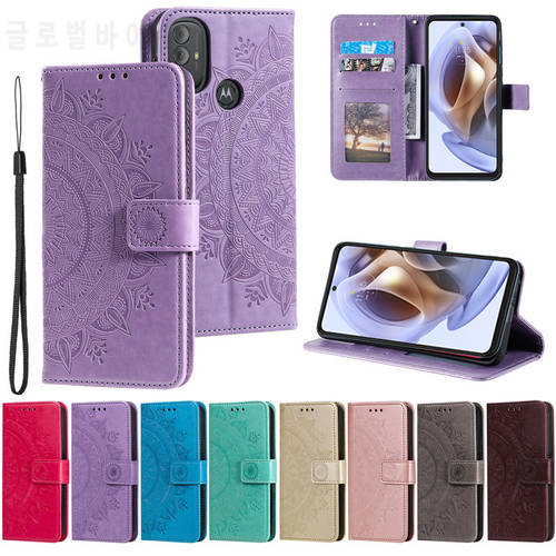 Embossed Leather Wallet Case for MOTOROLA MOTO G22 G52 G10 G30 G31 G41 G51 G40 G50 Flip Cover for MOTO E30 E32 E7 Power G9 Play