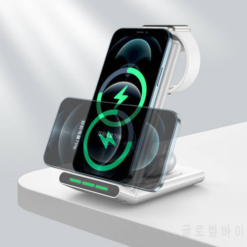 Desktop Vertical Wireless Charger Fast Charging 3 In 1 Qi Fast Charging Dock Station for Airpods Pro IWatch 7