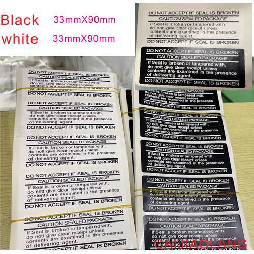 100pcs/lot batch universal mobile phone sealed label sticker 90mmX30mm black white