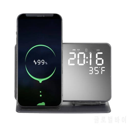 3 in 1 Wireless Charger For iPhone 14 13 12 Pro Max 11 XS 15W Fast Charging Dock Station Desktop LED Digital Alarm Clock