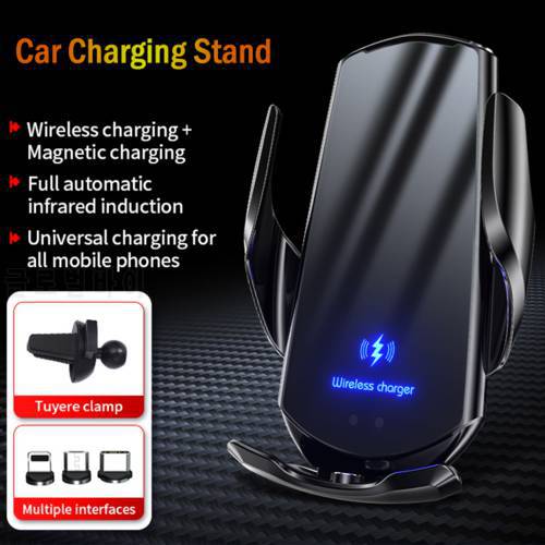 15W Fast Car Wireless Charger for Samsung Galaxy S10 S20 S21 S22 Ultra Plus Note 10 20 Ultra Car Holder Automatic Smart Sensor