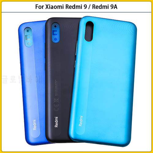 10PCS For Xiaomi Redmi 9 9A Plastic Battery Back Cover Rear Door For Redmi 9A Housing Case Side Buttons No NFC contacts Replace