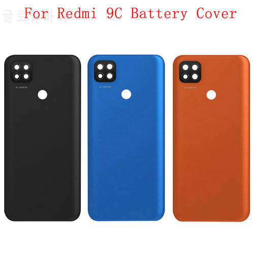 Battery Cover Rear Door Housing Back Case For Xiaomi Redmi 9C Battery Cover Camera Frame Lens with Logo Repair Parts