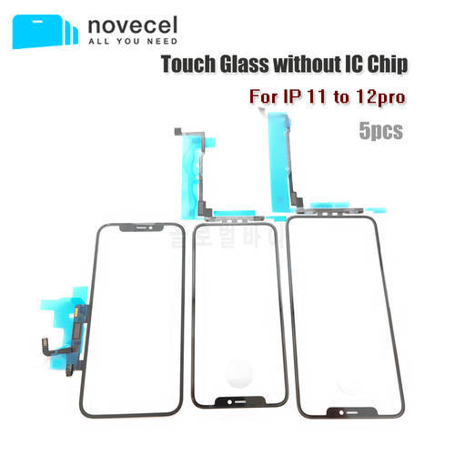 NOVECEL 5pcs For iPhone 11 11pro 12 12pro Max Tested No Touch IC Chip Touch LCD Touch Digitizer Sensor Glass with OCA Glue Film