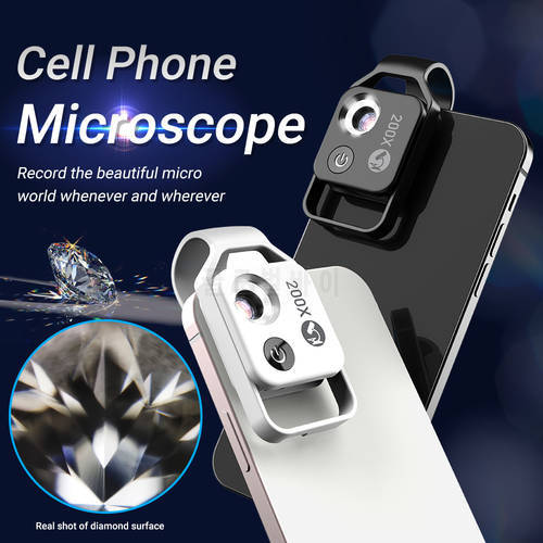 APEXEL Portable 200X Magnification Microscope Lens with CPL Filter LED Light Micro Pocket Macro Lens for IPhone all Smartphones