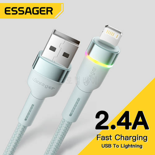 Essager LED USB Cable For iPhone 14 Plus Pro Max 13 12 Fast Charging Origin Mobile Phone Charger Cord Data For iPad Wire
