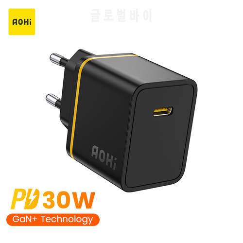 AOHI Type C Fast Charger 30W PD Quick Charging USB C Charger for iPhone 14 13 12 Pro Max GaN PPS 25W Charger for Galaxy 21 Phone