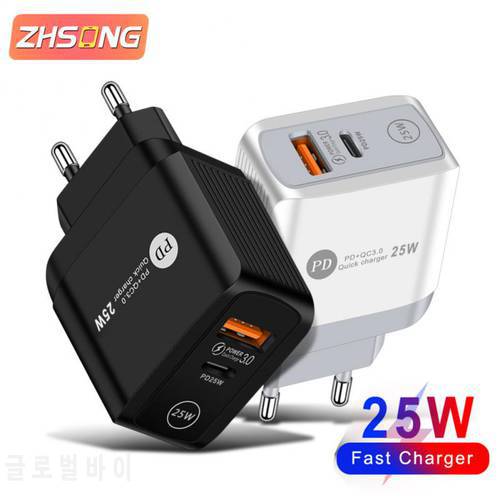 ZHSONG 25W PD+QC3.0 Fast Charge Mobile Phone Charger For IPhone 12 13 Pro Max Macbook Dual Output Charging Adapter