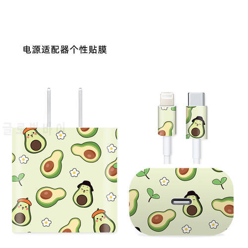 Cartoon Sticker For Apple 18W 20W USB-C Power Adapter Protector Cable Cute Decorative Sticker For iPhone Charger Protective Film