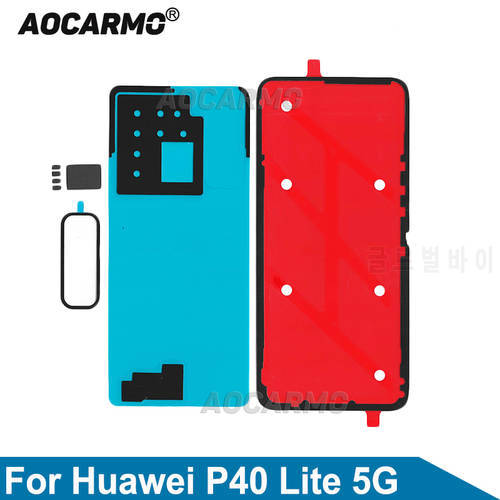 Aocarmo For Huawei P40 Lite 5G/ Nova 7 SE Back Battery Cover Adhesive Rear Door Frame Glue Tape Sticker Replacement