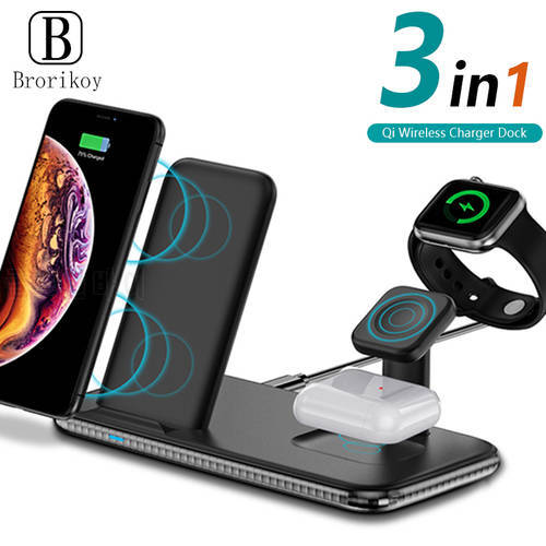3in1 15W Fast Wireless Charger For iPhone 11 12 XS Max XR X Station For Apple Watch 5 4 3 Airpods 2 3Pro Wireless Charging Stand