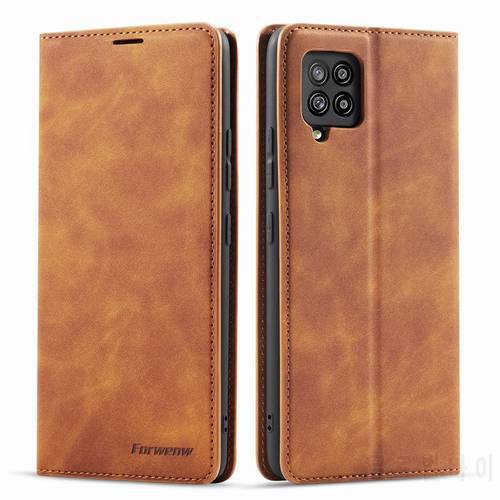 Flip Cover For Samsung Galaxy A12 Case Wallet Leather Luxury Stong Magnetic Cover For Samsung A12 M12 F12 A125 Case Stand