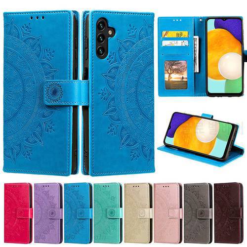 Embossed Floral PU Leather Wallet Case for Samsung Galaxy A13 A23 A33 A53 A73 A12 A32 A52 A10 A50 A30 A11 A31 A51 A71 Flip Cover