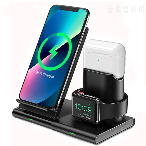 Qi 3 in 1 Wireless Charger Stand For iPhone 13 12 11 XS Pro Max Mini iWatch AirPods Fast Charging Dock Station Wireless Chargers