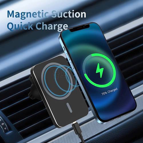 Fast Wireless Car Charger 15W Qi Magnetic Phone Car Mount Holder for iPhone 12 Pro Mini 13 Pro Max 11 Samsung 360° Adjustable
