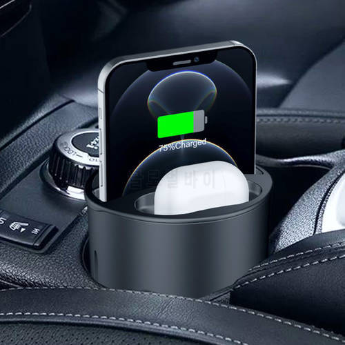15W Qi 3 in 1 Car Wireless Charger Cup Holder For iPhone 13 12 11 Pro Max Mini XS Fast Charging Station For Samsung S10 Note10