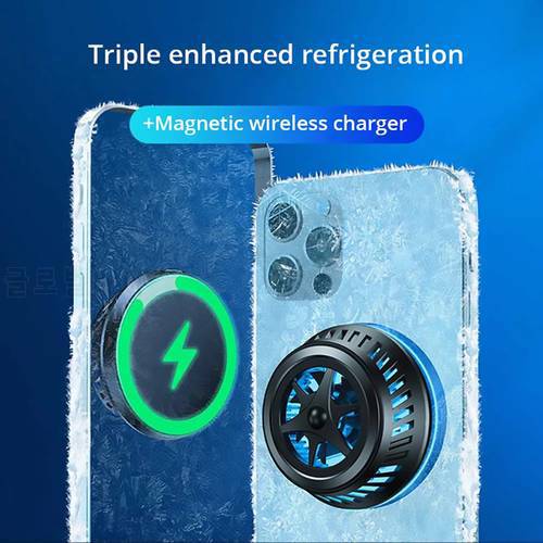 KEPHE 15W Magnetic Wireless Charge for iPhone 12 /Samsung/Xiaomi Smartphone Fast Charging Cooling Fan USB Charger Cooler System
