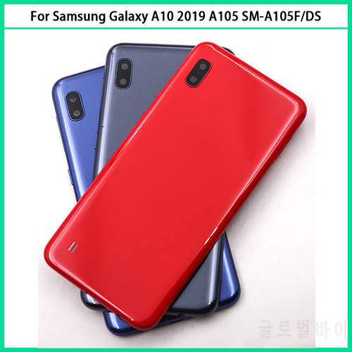 For Samsung Galaxy A10 A105 A105F SM-A105F/DS Battery Back Cover Plastic Panel Rear Door A10 Housing Case Camera Lens Replace