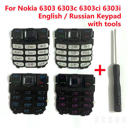Original new For Nokia 6303c 6303 classic 6303ci 6303i language housing keyboard Brand English / Russian Keypad Part With Tools