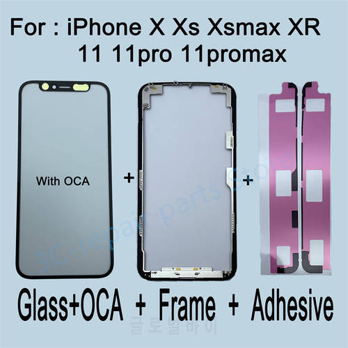 1set Front Screen Outer Glass OCA Frame Bezel For iPhone X XS Max Xr LCD External Lens for iphone 11 pro Replacement Frame glue