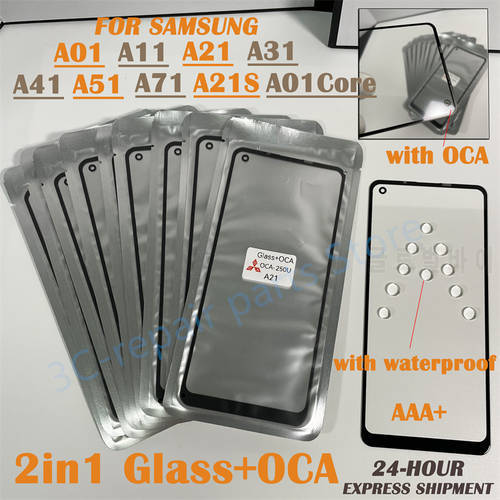 1pcs GLASS+OCA LCD Front Outer Lens For Samsung Galaxy A01 A11 A21 A31 A41 A51 A71 A01CORE A21S Touch Screen Replacement