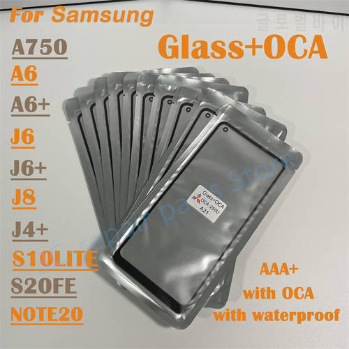 1pcs GLASS+OCA LCD Touch Screen Front Outer Lens For Samsung Galaxy A750 A6 A6+ J6 J6+ J8 J4+ S10LITE S20FE NOTE20 Replacement