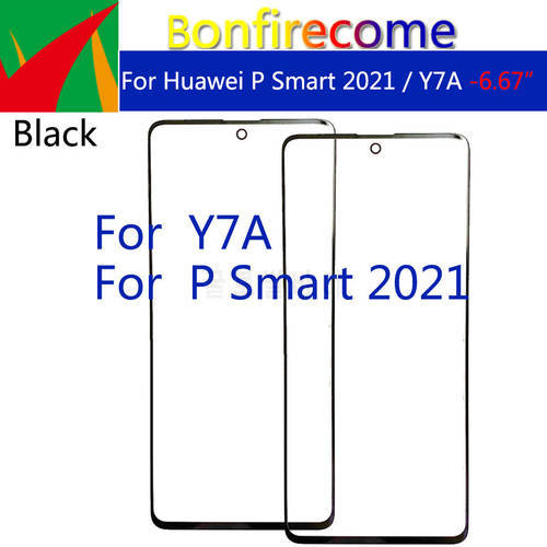 10Pcs\Lot For Huawei Y7A Touch Screen Front Outer Glass Panel Lens For P Smart 2021 LCD Front Glass Replacement