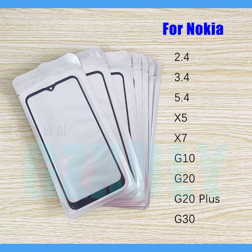 10pcs/lot Front GLASS +OCA LCD Outer Lens For Nokia G10 G20 Plus G30 2.4 3.4 5.4 X5 X7 Touch Screen Panel