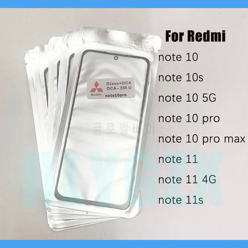 10pcs TOP QC For Xiaomi For Redmi Note 11 10 Pro Max 4G 5G Note 10s 11s LCD Front Touch Screen Lens Outer Glass With OCA Panel
