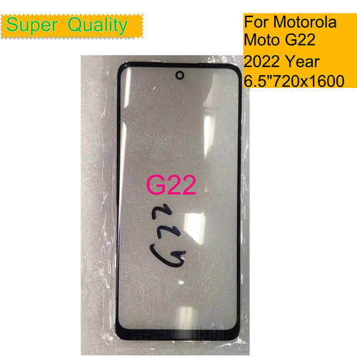 10Pcs/Lot For Motorola Moto G22 Touch Screen Front Outer Glass Panel LCD Lens With OCA Glue Replacement