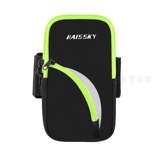 HAISSKY Reflective Zipper Pocket Sports Running Armband Pouch Waterproof GYM On Hand Arm Phone Bags For iPhone 13 12 11 Pro Max