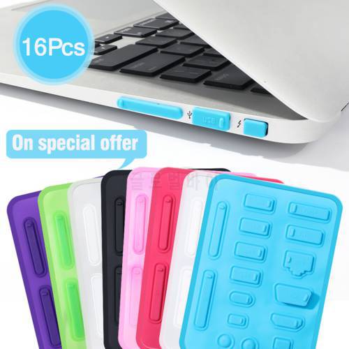 16pcs Colorful Soft Silicone Laptop Anti Dust Plug Cover Stopper Protect Laptop Dustproof USB Interface Waterproof Cover