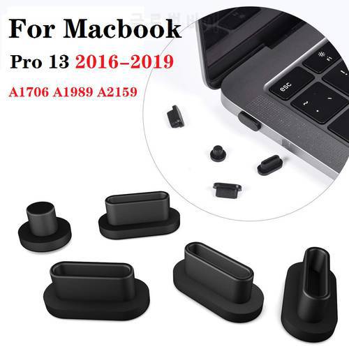 5 Pcs/Lot Dust Plug for Macbook Pro 13 Touch Bar 2016 2018 A1706 A1989 A2159 Dust Plug Silicon Waterproof Dust-proof Plug 2 Bag