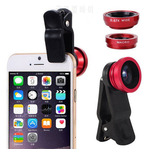 3in1 Fisheye Lens Phone Lenses 0.67x Wide Angle Zoom Macro Lens Camera Kits With Clip Lens On The Phone Lens for Smartphone iPad