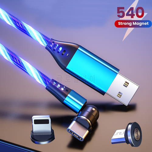 3A Fast Charging Cord Wire Flow Luminous Lighting USB Data Cable Micro USB Type C For Samsung Huawei Xiaomi LED Flowing Line