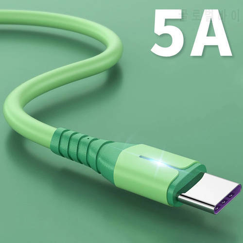 USB C Cable Phone Charging Cord Type C Cable 0.25M 1M Liquid Silicone 5A Super Fast Charger For Huawei Mate 40 For Samsung