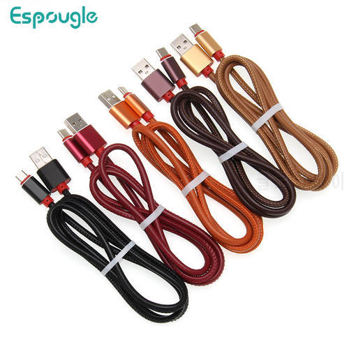 100pcs PU Leather USB Cable Micro Data Sync Fast Charging Cables Wire For Xiaomi Samsungfor iPhone 13 12 11 XS Max X Usb Type C