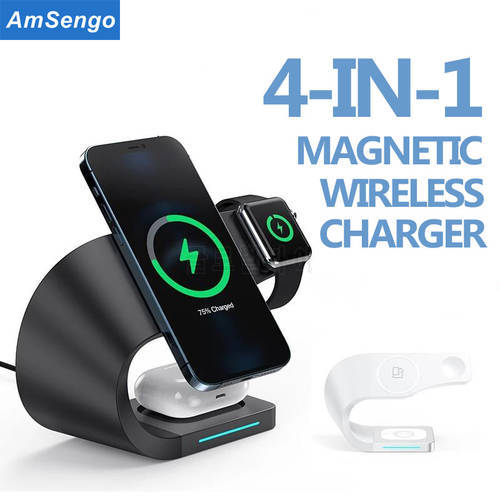 15W Fast Magnetic Wireless Chargers Dock For iPhone 13 13Pro 12Pro Max 4 in 1 For Airpods Pro iWatch SE 6 5 4 3 Charging Holder