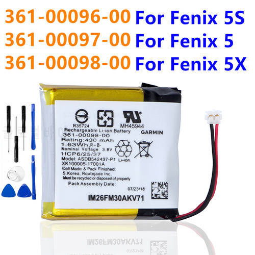 Original Replacement Battery 361-00097-00 361-00096-00 361-00098-00 For Garmin Fenix 5 Fenix 5S Fenix 5X Smart Watch Battery