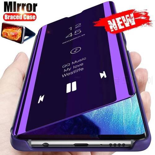 smart mirror flip case cover for samsung galaxy s 21 fe s21 ultra plus magnetic stand book coque on galaxys21 s21plus s21ultra