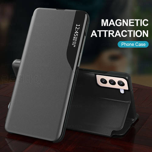 S21FE Case Smart View Leather Flip Cover for Samsung Galaxy S21 FE 5G SM-G990B/DS 6.4