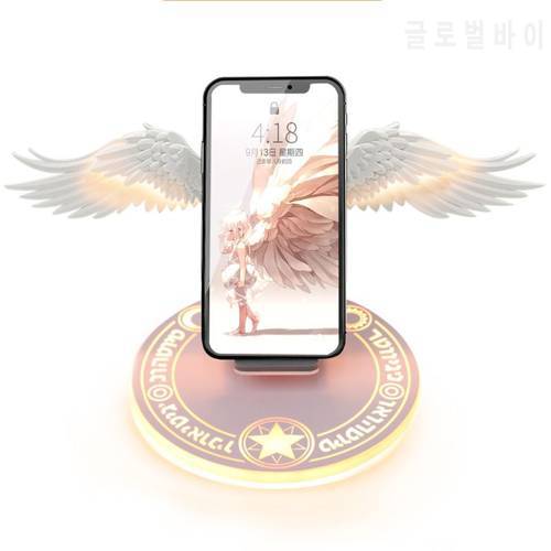 Universal LED Qi Wireless Charge Dock 10W Angel Wing Fast Wireless Charger For Cellphone Pro X XR 8 Plus Mobile Phone X6HA