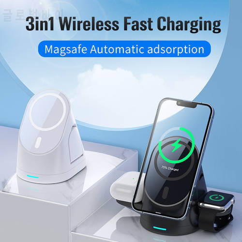 3 in 1 Wireless Charger Station QI 15W Fast Wireless Charging Stand Dock for iPhone 13 12 MINI Pro Max AirPods iWatch 7-2/SE