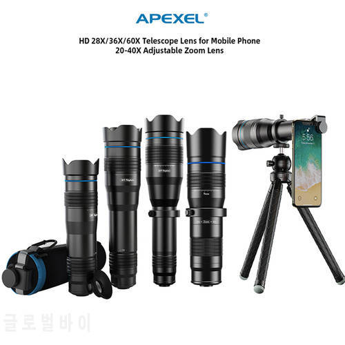APEXEL Professional HD Telephoto Zoom Phone Lens 20-60X Powerful Monocular Telescope Mobile Telephoto Lens for Camping Tourism
