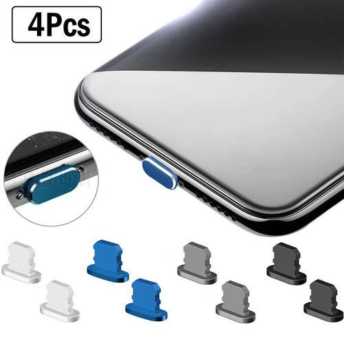 4Pcs Anti Dust Plugs for iPhone 13 Pro Max 8 Pin Charging Port Plug Anti-dust Metal Dust Stopper For Apple iPhone 11 12 Pro XR