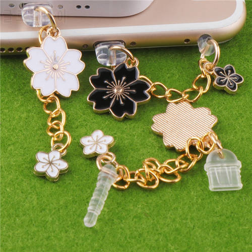 Cute Dust Plug Charm Cherry Blossoms Charge Port Plug For iPhone Type C Dust Protection Stopper Phone 3.5MM Jack Anti Dust Cap