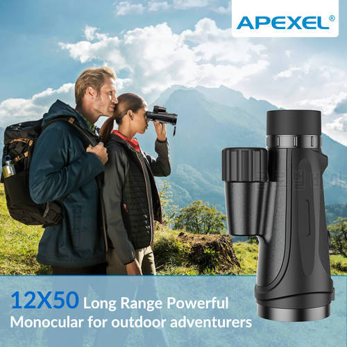 APEXEL Professional 12X50 Telescope ED Monocular BAK4 Prism Phase Correction Coated Powerful Binoculars Traveling Hunting Hiking