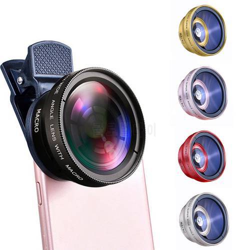 2 In 1 Mobile Phone Lens 0.45x Super Wide Angle 12.5x Macro HD Camera Lens For iPhone 13 Huawei Xiaomi Samsung Universal Clip